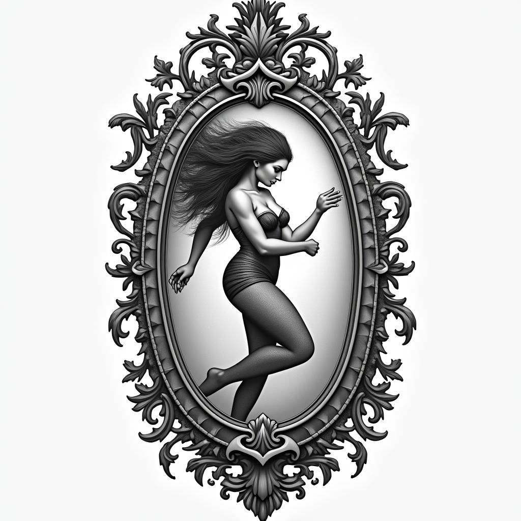 Pop art strength feminine moving on chandelierhigly detailed tattoo