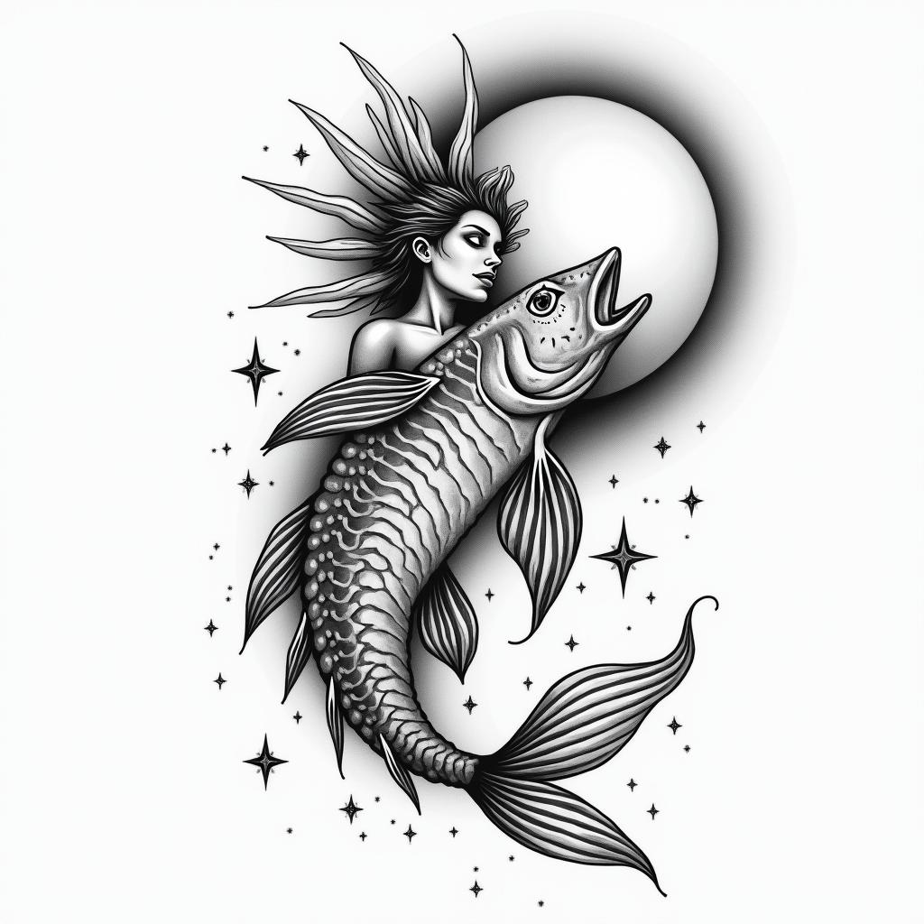 Delicious tattoo for my daughter Aurora, zodiac sign Pisces; it means a ray of sunshine, the dawn.higly detailed tattoo - Variation 1