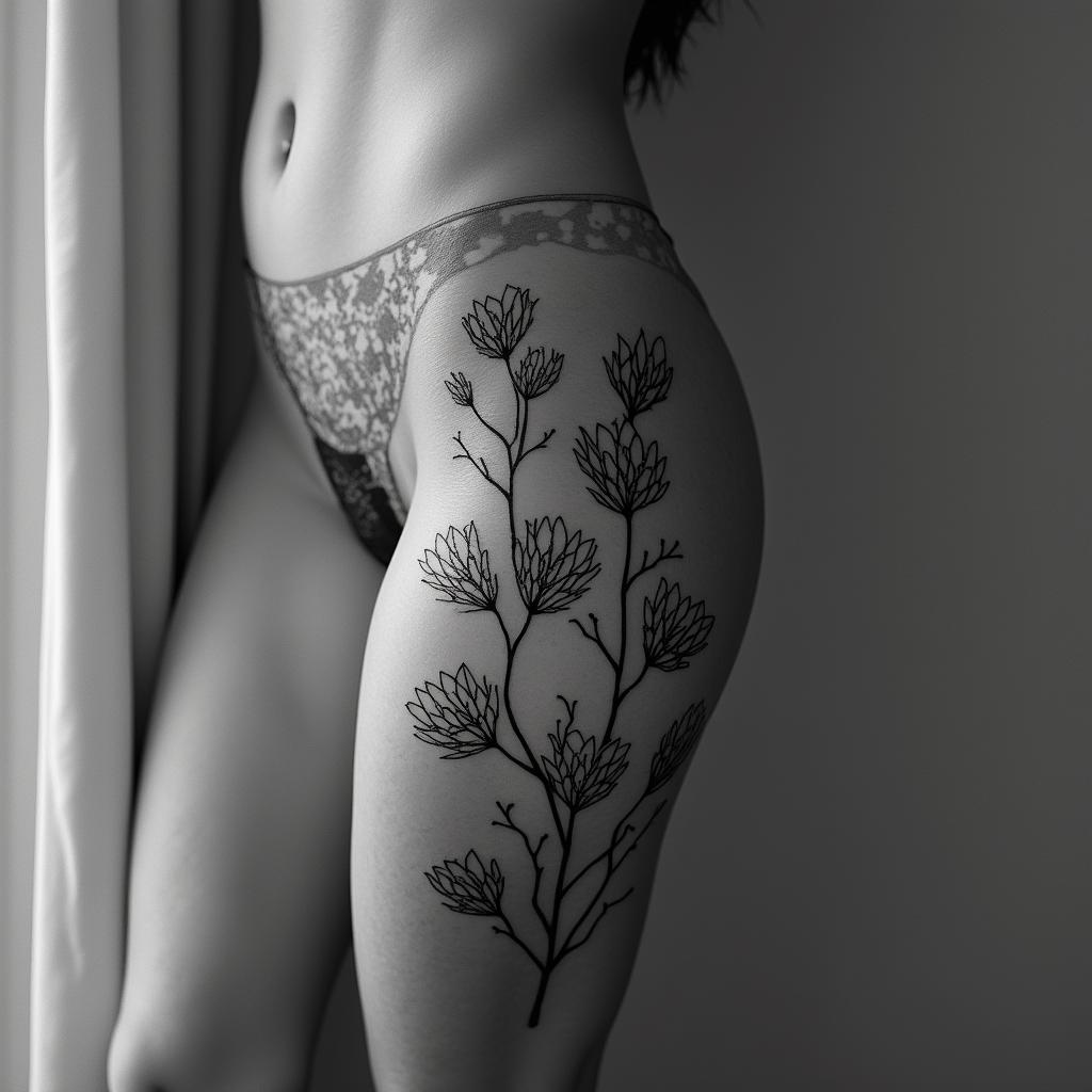 Flowershigly detailed tattoo - Variation 4