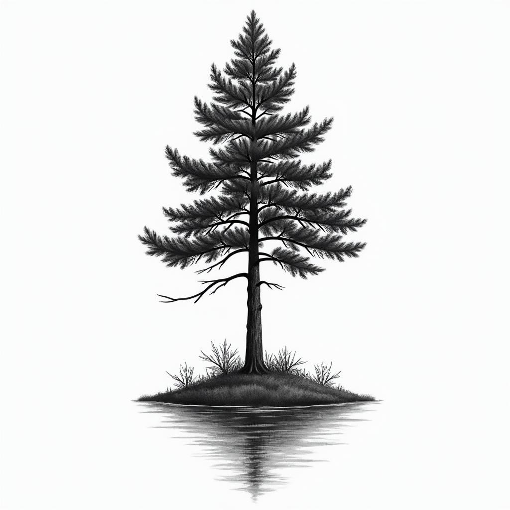 Cypress treehigly detailed tattoo - Variation 3