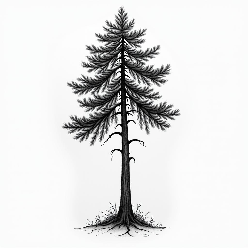 Cypress treehigly detailed tattoo - Variation 2