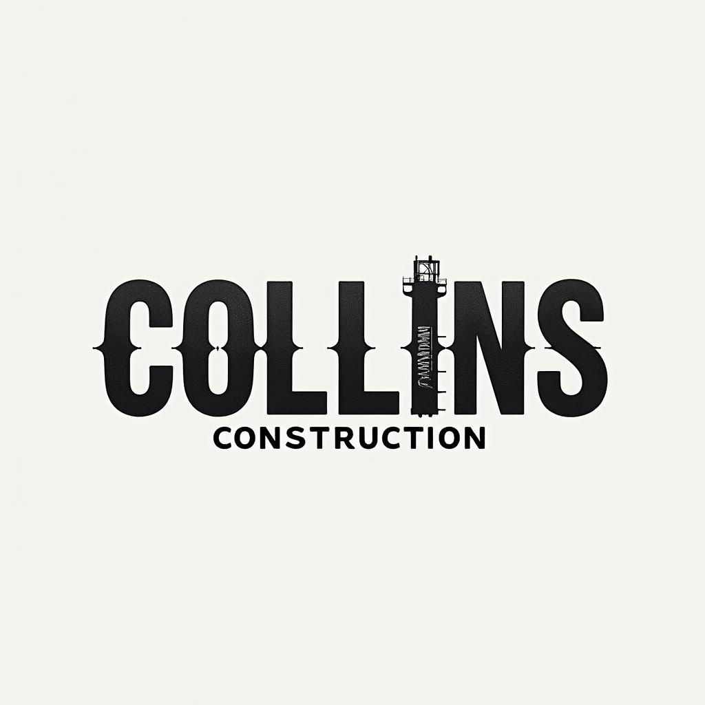 Construction company named “Collins Constructionminimalist text-based tattoo, Monospace font ultra-realistic, perfectly placed, high-quality font design, photo-realistic shading, 8k, high quality, finely detailed typograph - Variation 27