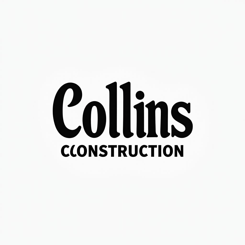 Construction company named “Collins Constructionminimalist text-based tattoo, Monospace font ultra-realistic, perfectly placed, high-quality font design, photo-realistic shading, 8k, high quality, finely detailed typograph - Variation 26