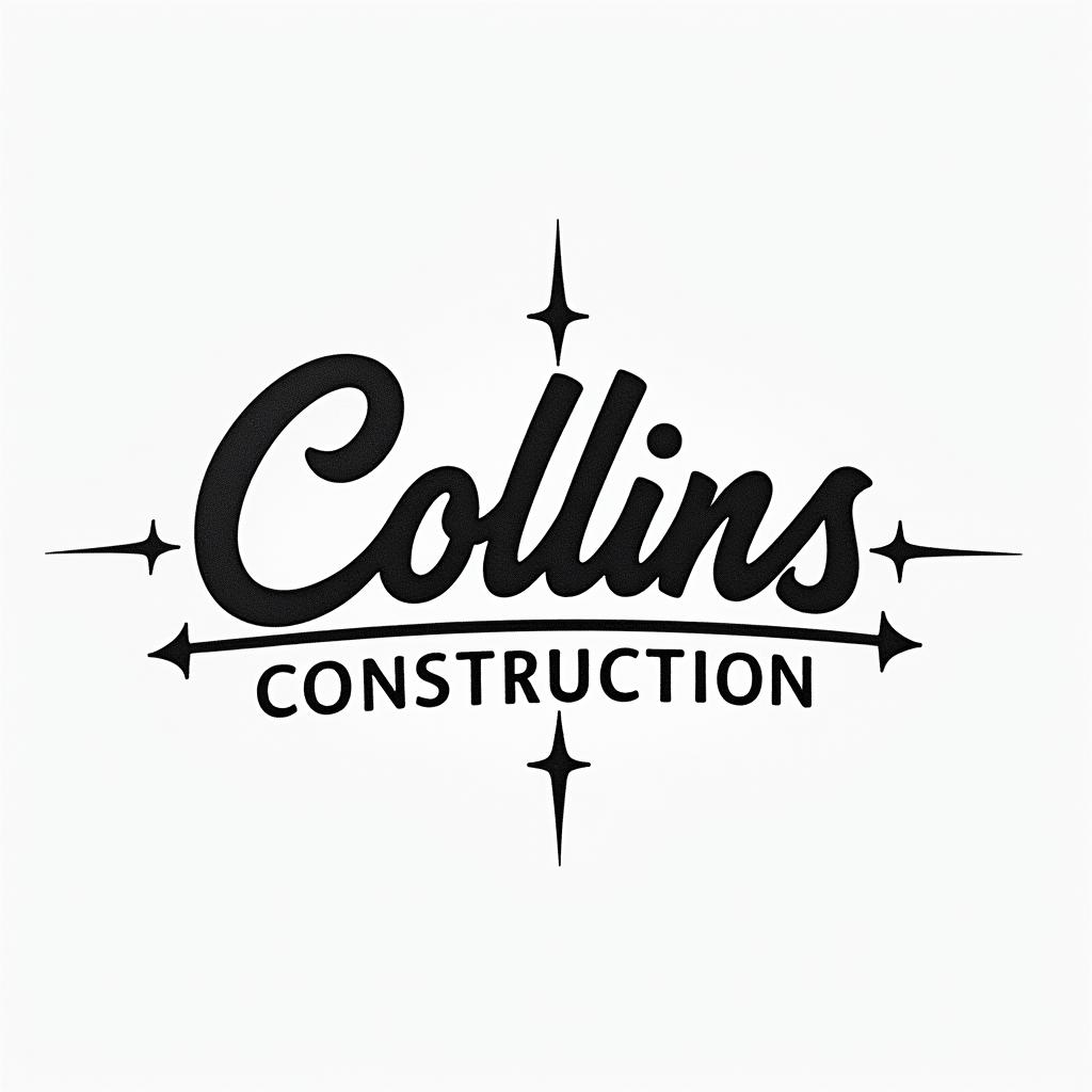 Construction company named “Collins Constructionminimalist text-based tattoo, Monospace font ultra-realistic, perfectly placed, high-quality font design, photo-realistic shading, 8k, high quality, finely detailed typograph - Variation 25