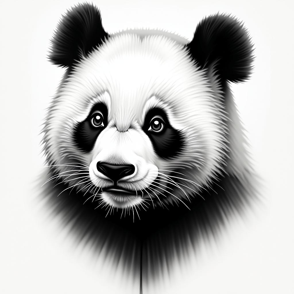 Panda head spray paintin realism tattoo style, featuring a highly detailed, lifelike, capturing every detail, photorealistic, ultra realistic, intricate shading, smooth and sharp,   - Variation 3