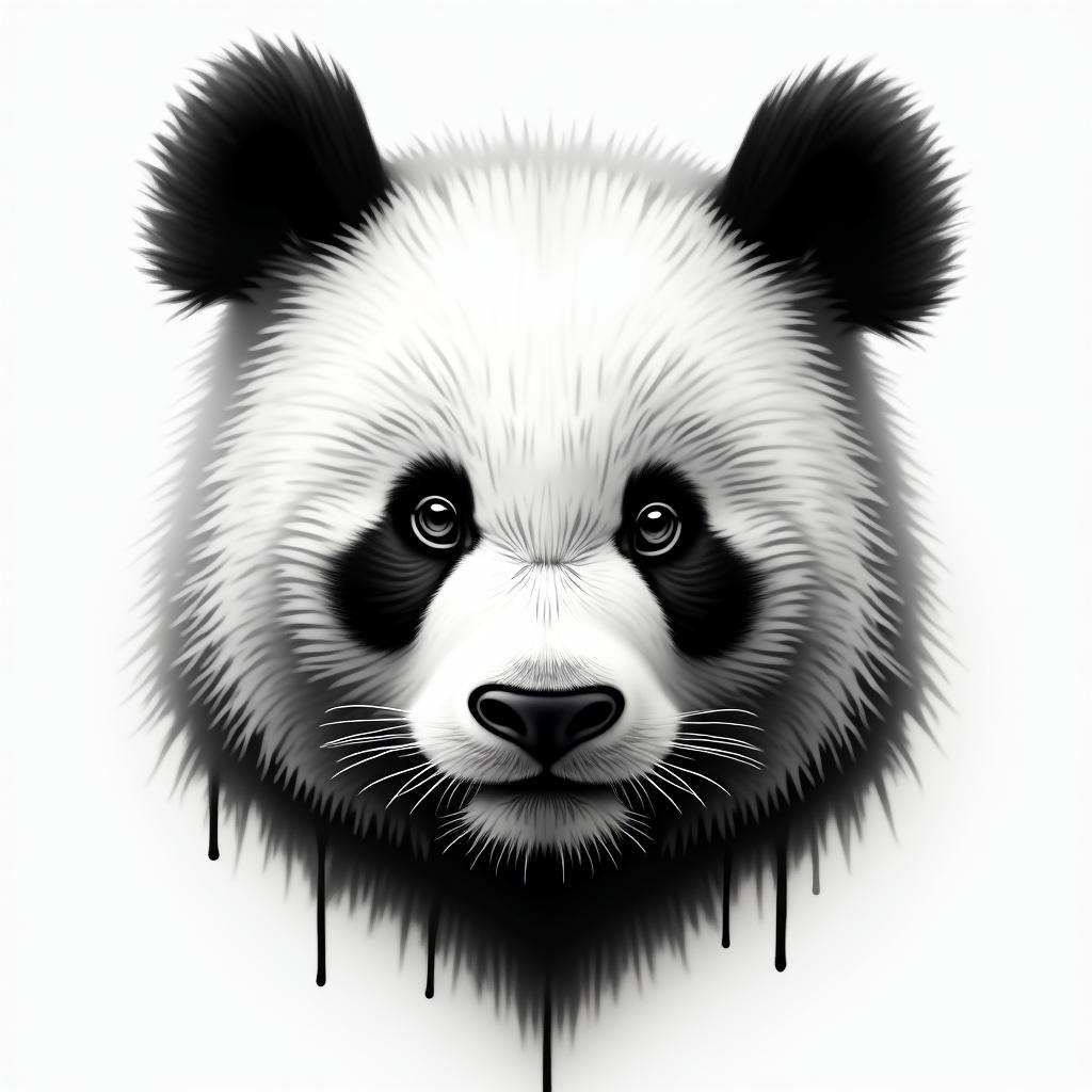 Panda head spray paintin realism tattoo style, featuring a highly detailed, lifelike, capturing every detail, photorealistic, ultra realistic, intricate shading, smooth and sharp,   - Variation 2