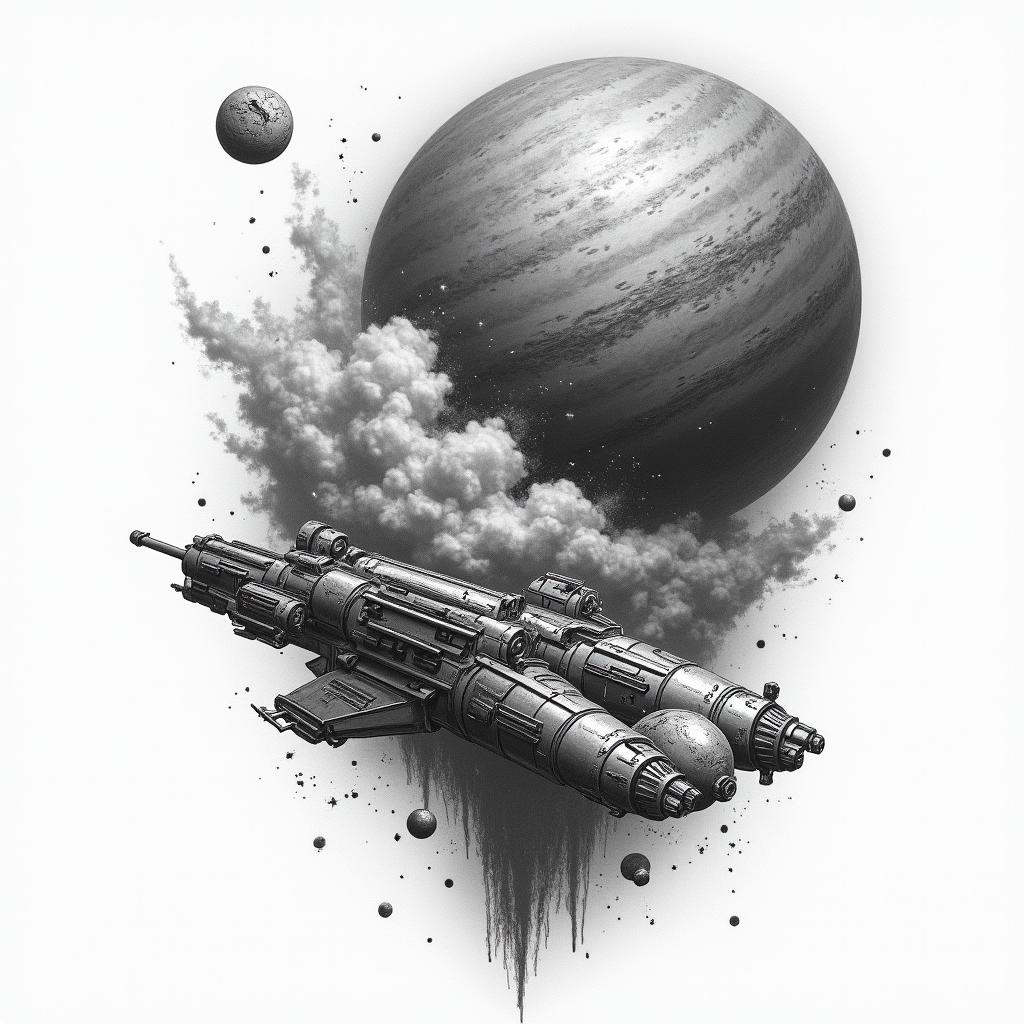 Space battlehigly detailed tattoo - Variation 3