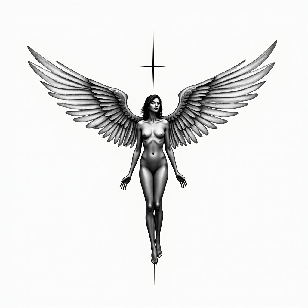 “ My favorite person” 11:11 with angel wingsin minimalist style tattoo, featuring simple shapes and fine lines, with minimal shading and details, tiny triangles, creating a sense of balance and harmony - Variation 2