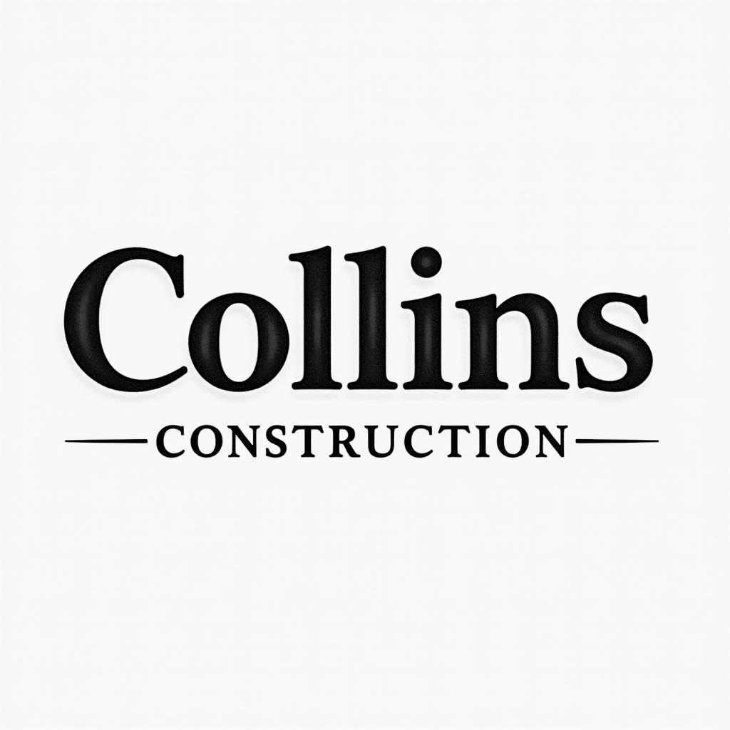 Construction company named “Collins Constructionminimalist text-based tattoo, Monospace font ultra-realistic, perfectly placed, high-quality font design, photo-realistic shading, 8k, high quality, finely detailed typograph - Variation 23