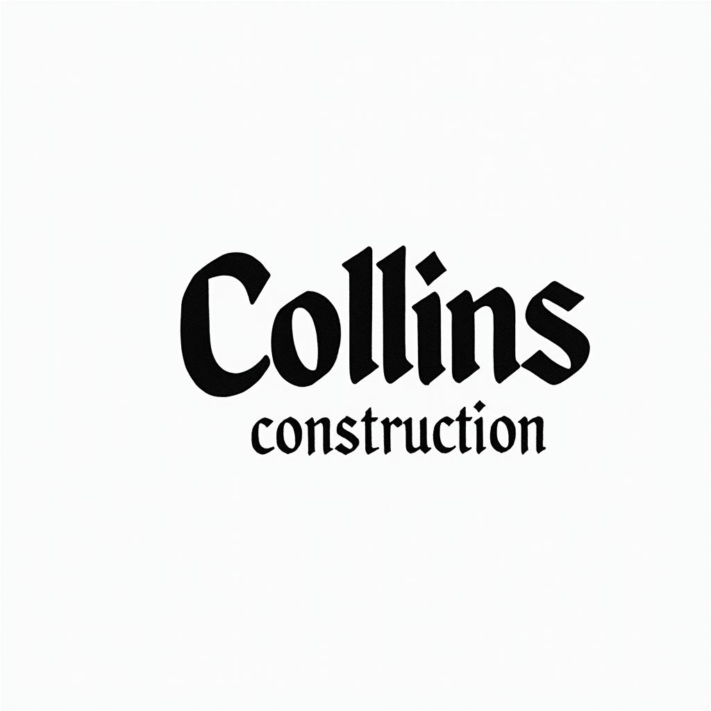 Construction company named “Collins Constructionminimalist text-based tattoo, Monospace font ultra-realistic, perfectly placed, high-quality font design, photo-realistic shading, 8k, high quality, finely detailed typograph - Variation 22
