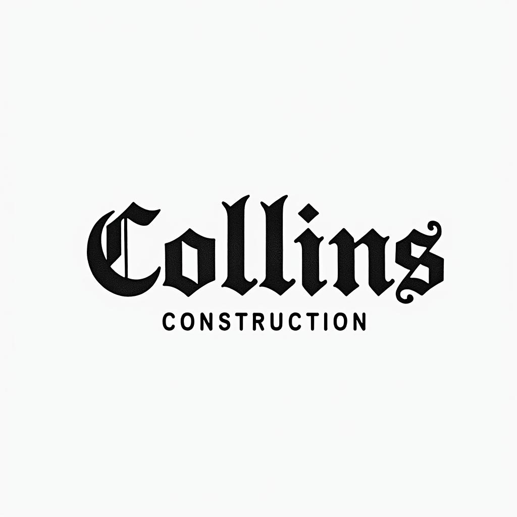 Construction company named “Collins Constructionminimalist text-based tattoo, Monospace font ultra-realistic, perfectly placed, high-quality font design, photo-realistic shading, 8k, high quality, finely detailed typograph - Variation 21