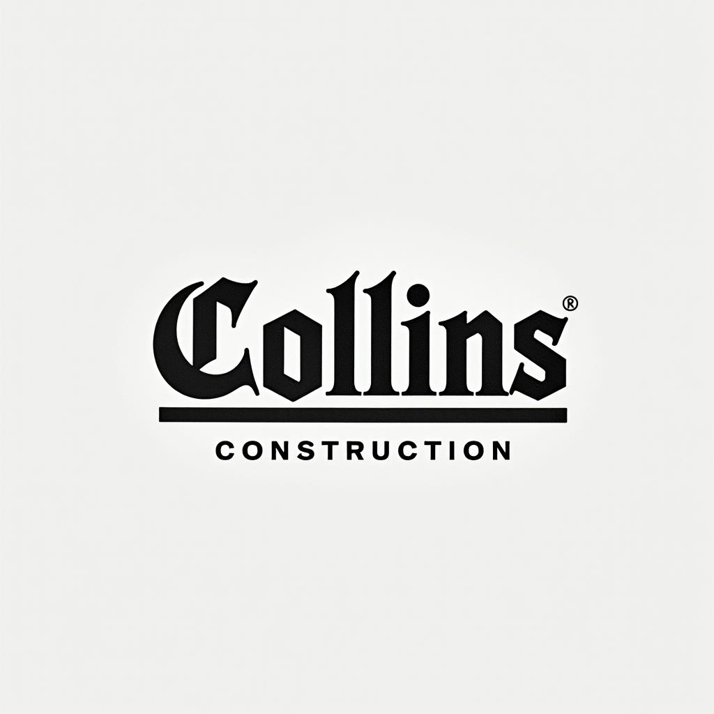 Construction company named “Collins Constructionminimalist text-based tattoo, Monospace font ultra-realistic, perfectly placed, high-quality font design, photo-realistic shading, 8k, high quality, finely detailed typograph - Variation 17
