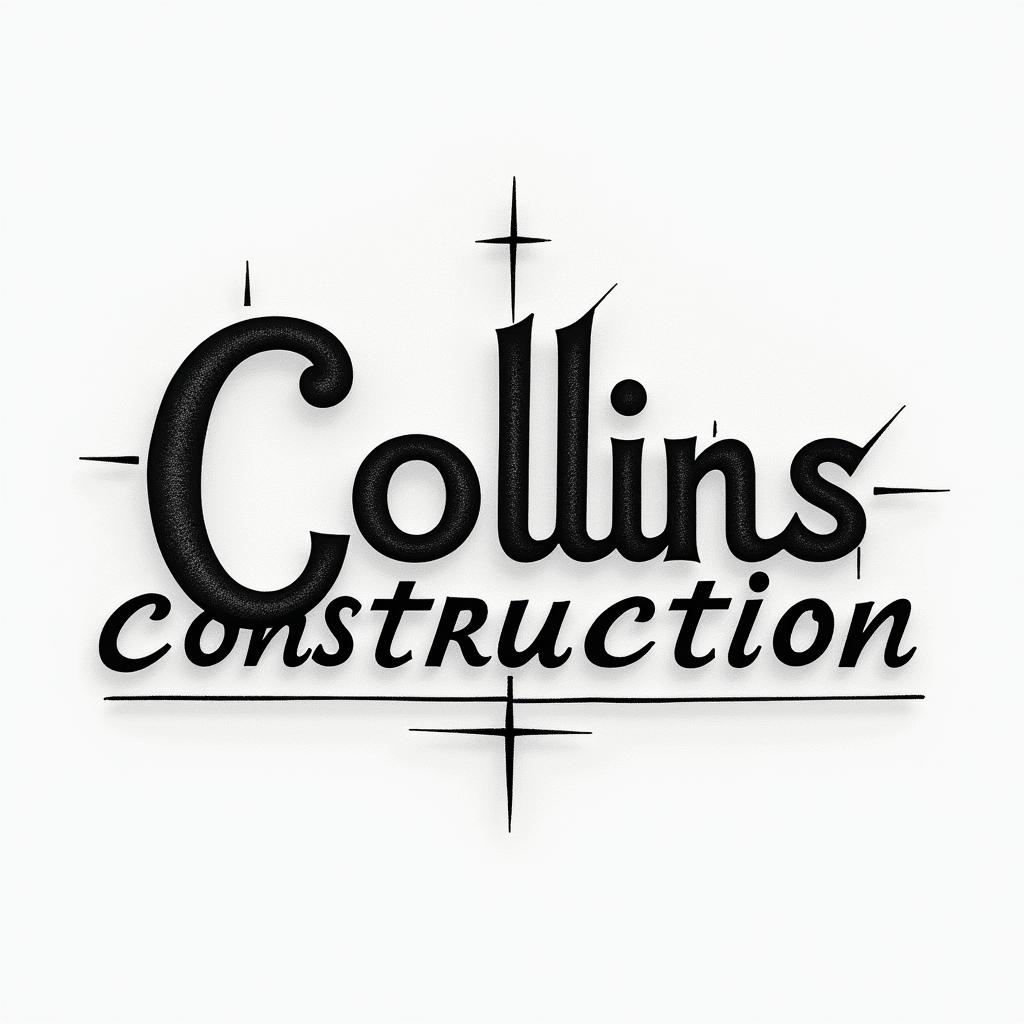 Construction company named “Collins Constructionminimalist text-based tattoo, Monospace font ultra-realistic, perfectly placed, high-quality font design, photo-realistic shading, 8k, high quality, finely detailed typograph - Variation 19