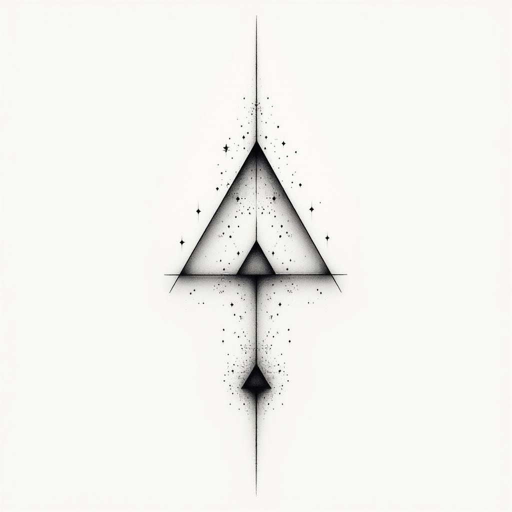 Fitdancein minimalist style tattoo, featuring simple shapes and fine lines, with minimal shading and details, tiny triangles, creating a sense of balance and harmony