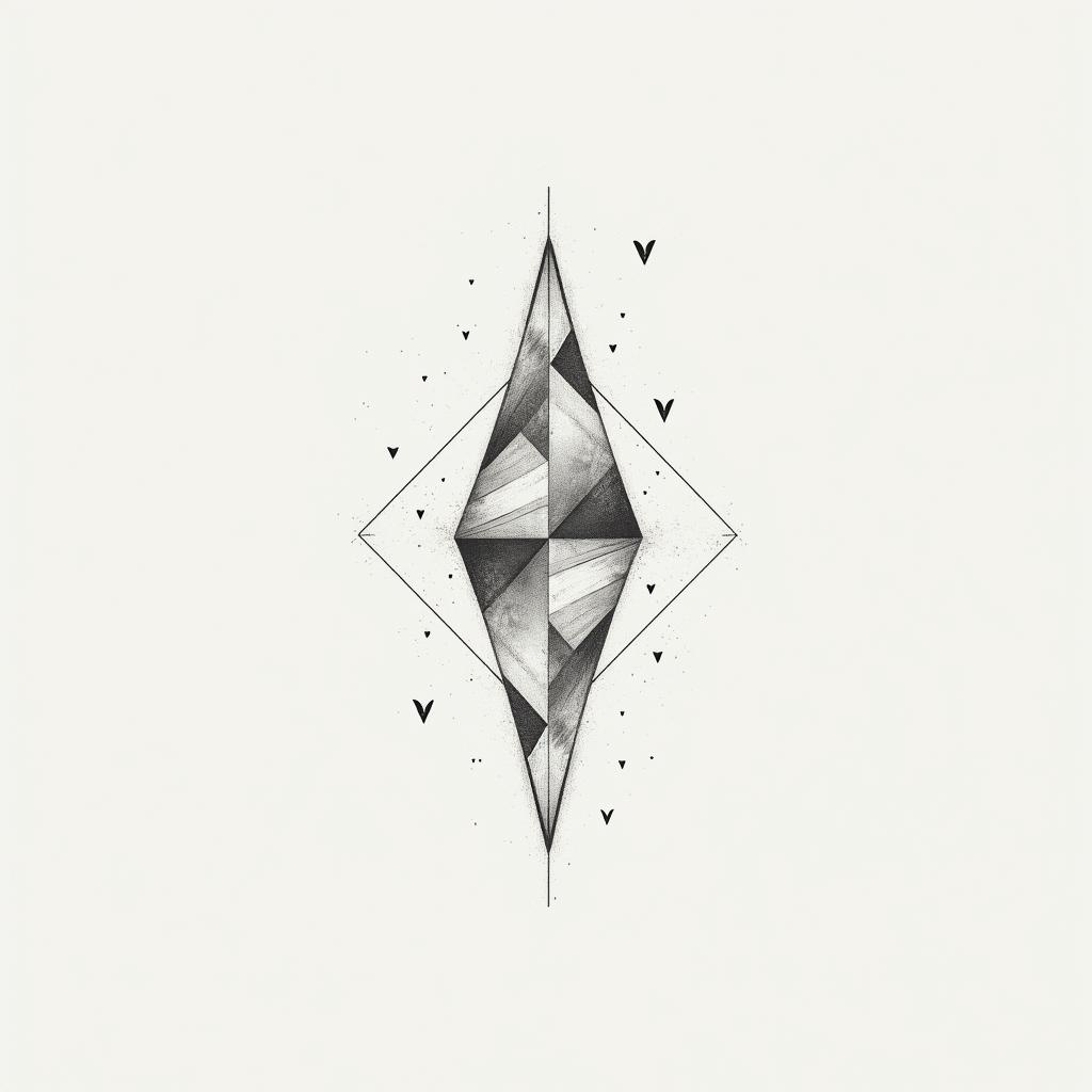 Fitdancein minimalist style tattoo, featuring simple shapes and fine lines, with minimal shading and details, tiny triangles, creating a sense of balance and harmony - Variation 3