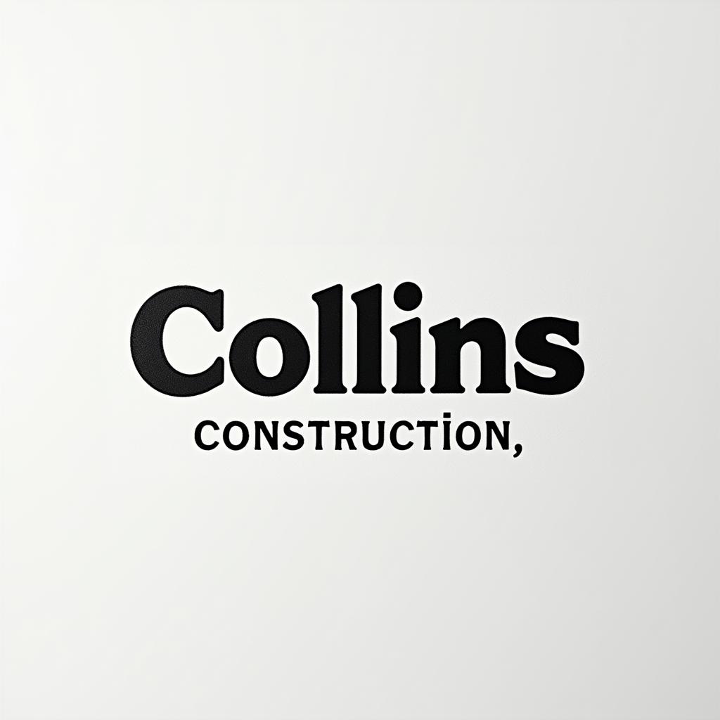 Construction company named “Collins Constructionminimalist text-based tattoo, Monospace font ultra-realistic, perfectly placed, high-quality font design, photo-realistic shading, 8k, high quality, finely detailed typograph - Variation 14