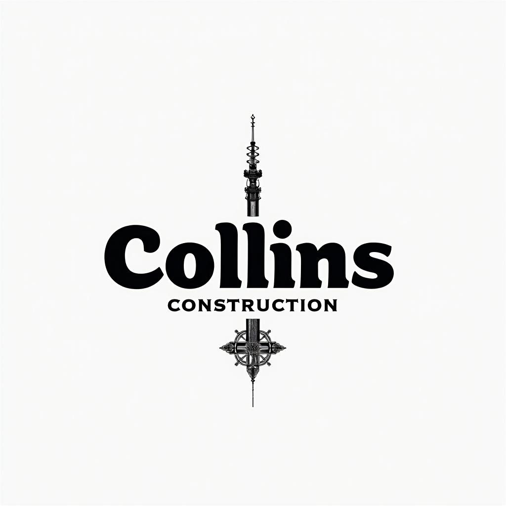 Construction company named “Collins Constructionminimalist text-based tattoo, Monospace font ultra-realistic, perfectly placed, high-quality font design, photo-realistic shading, 8k, high quality, finely detailed typograph - Variation 15