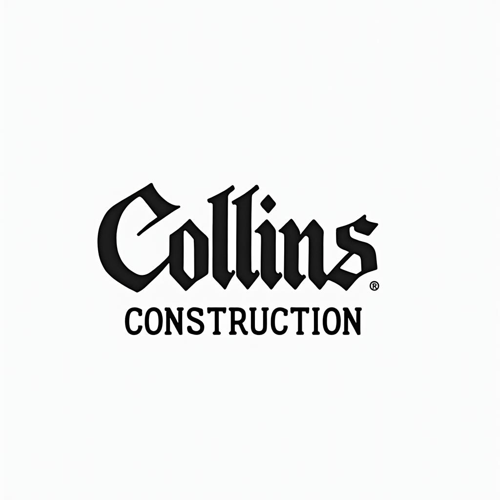 Construction company named “Collins Constructionminimalist text-based tattoo, Monospace font ultra-realistic, perfectly placed, high-quality font design, photo-realistic shading, 8k, high quality, finely detailed typograph - Variation 9
