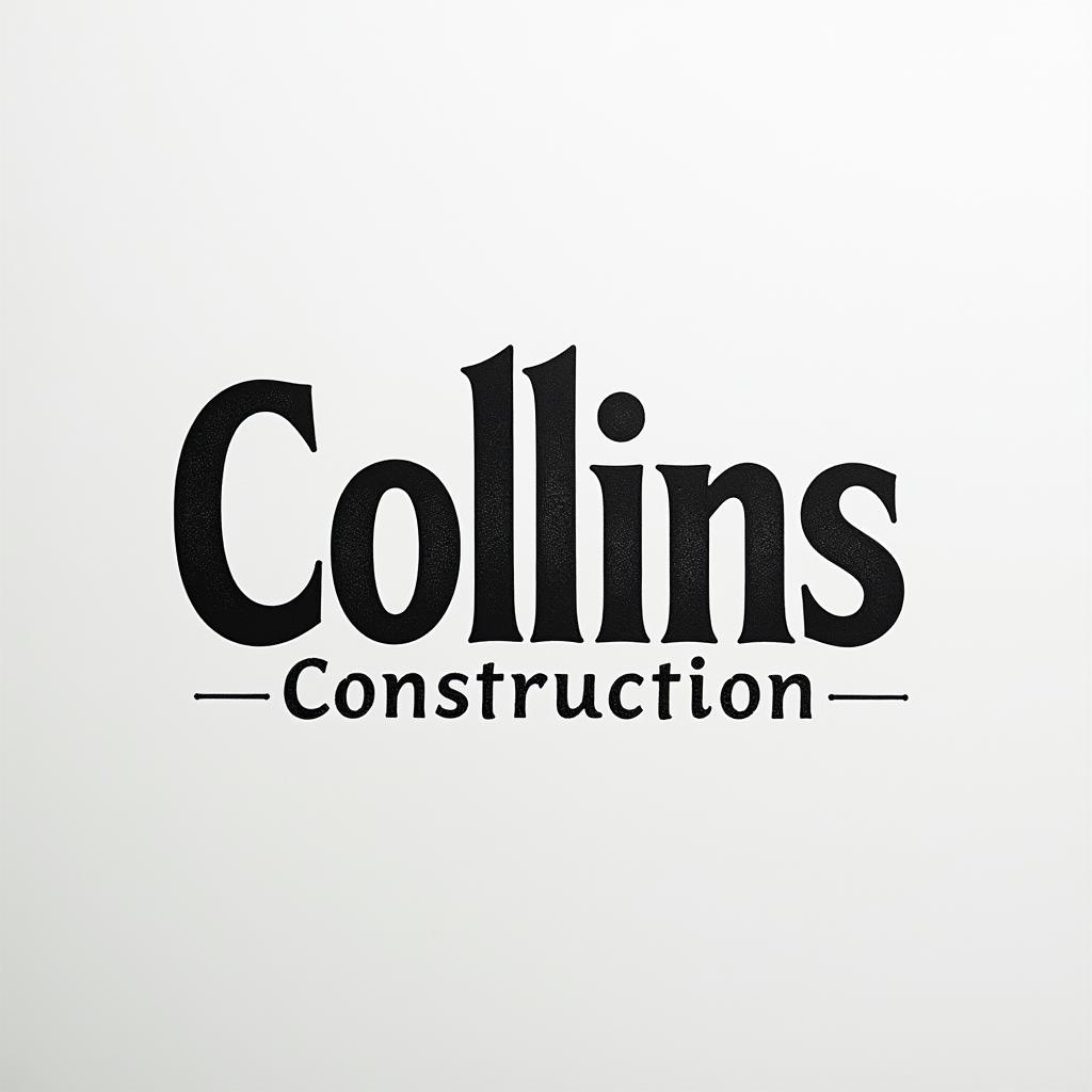 Construction company named “Collins Constructionminimalist text-based tattoo, Monospace font ultra-realistic, perfectly placed, high-quality font design, photo-realistic shading, 8k, high quality, finely detailed typograph - Variation 10