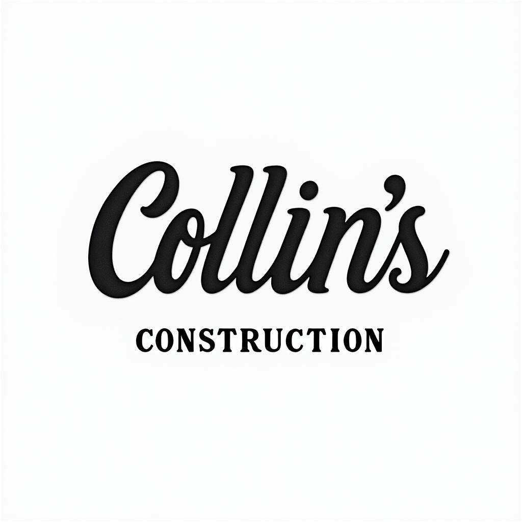 Construction company named “Collins Constructionminimalist text-based tattoo, Monospace font ultra-realistic, perfectly placed, high-quality font design, photo-realistic shading, 8k, high quality, finely detailed typograph - Variation 5