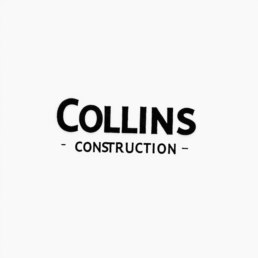 Construction company named “Collins Constructionminimalist text-based tattoo, Monospace font ultra-realistic, perfectly placed, high-quality font design, photo-realistic shading, 8k, high quality, finely detailed typograph - Variation 6