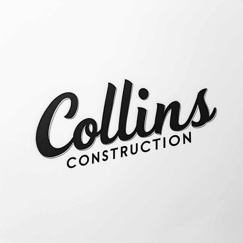 Construction company named “Collins Constructionminimalist text-based tattoo, Monospace font ultra-realistic, perfectly placed, high-quality font design, photo-realistic shading, 8k, high quality, finely detailed typograph - Variation 3