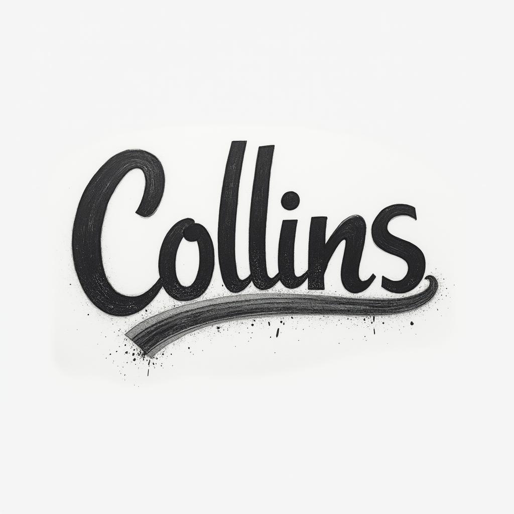 Construction company named “Collins Constructionminimalist text-based tattoo, Monospace font ultra-realistic, perfectly placed, high-quality font design, photo-realistic shading, 8k, high quality, finely detailed typograph - Variation 4