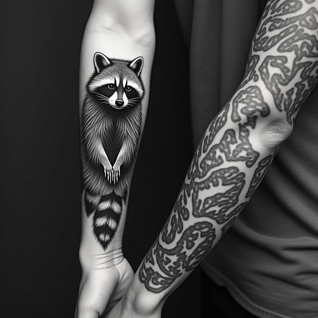 Raccoonhigly detailed tattoo - Variation 2
