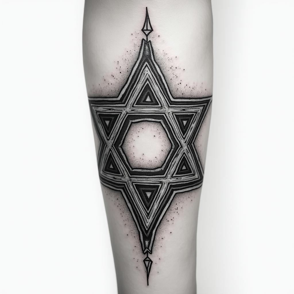 Star of David on the armhigly detailed tattoo
