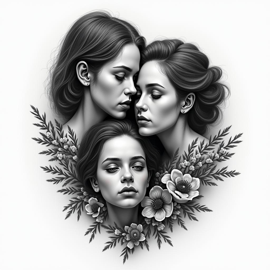 In the memory my family that has pass awayhigly detailed tattoo - Variation 4