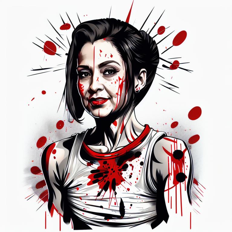 trash polka tattoo style, showcasing bold black and red ink with dynamic brush strokes and splatters. Incorporates abstract elements and expressive, chaotic lines on a solid white background. Detailed design with a high-contrast soft colored near white toned look, blending realism and abstraction to create an intense visual impactundefined - Variation 5