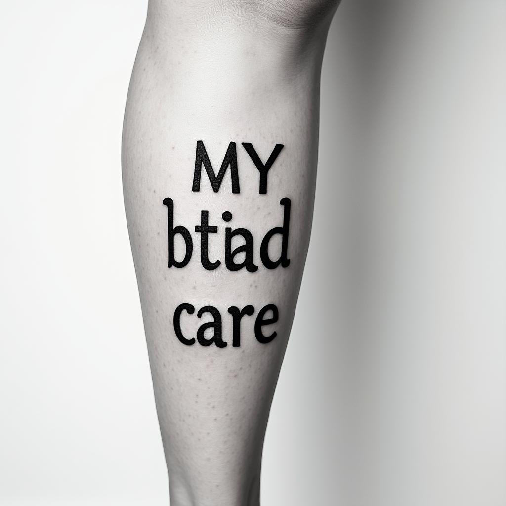 My favorite personminimalist text-based tattoo, Monospace font ultra-realistic, perfectly placed, high-quality font design, photo-realistic shading, 8k, high quality, finely detailed typograph - Variation 5