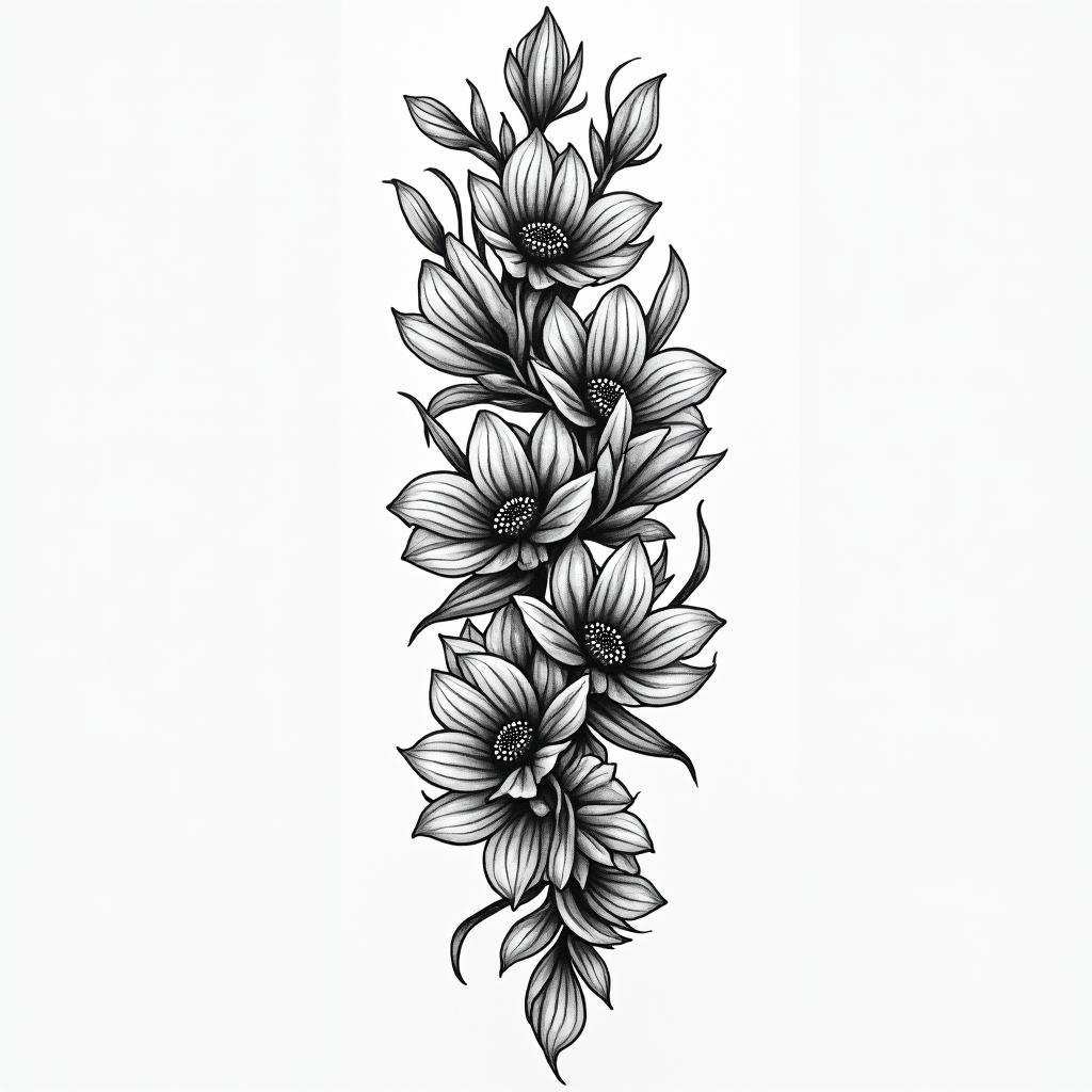 Spine tattoos with flowers and a meaninghigly detailed tattoo