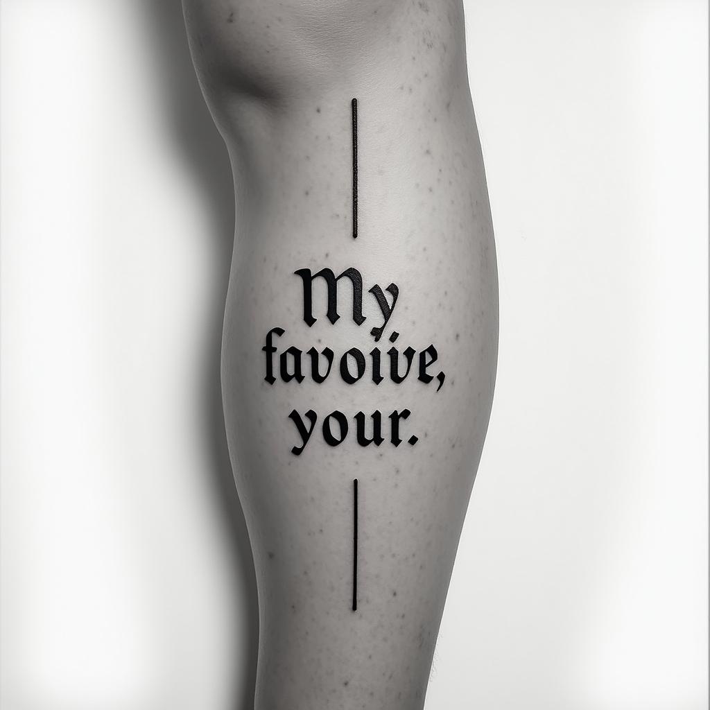 My favorite personminimalist text-based tattoo, Monospace font ultra-realistic, perfectly placed, high-quality font design, photo-realistic shading, 8k, high quality, finely detailed typograph - Variation 4