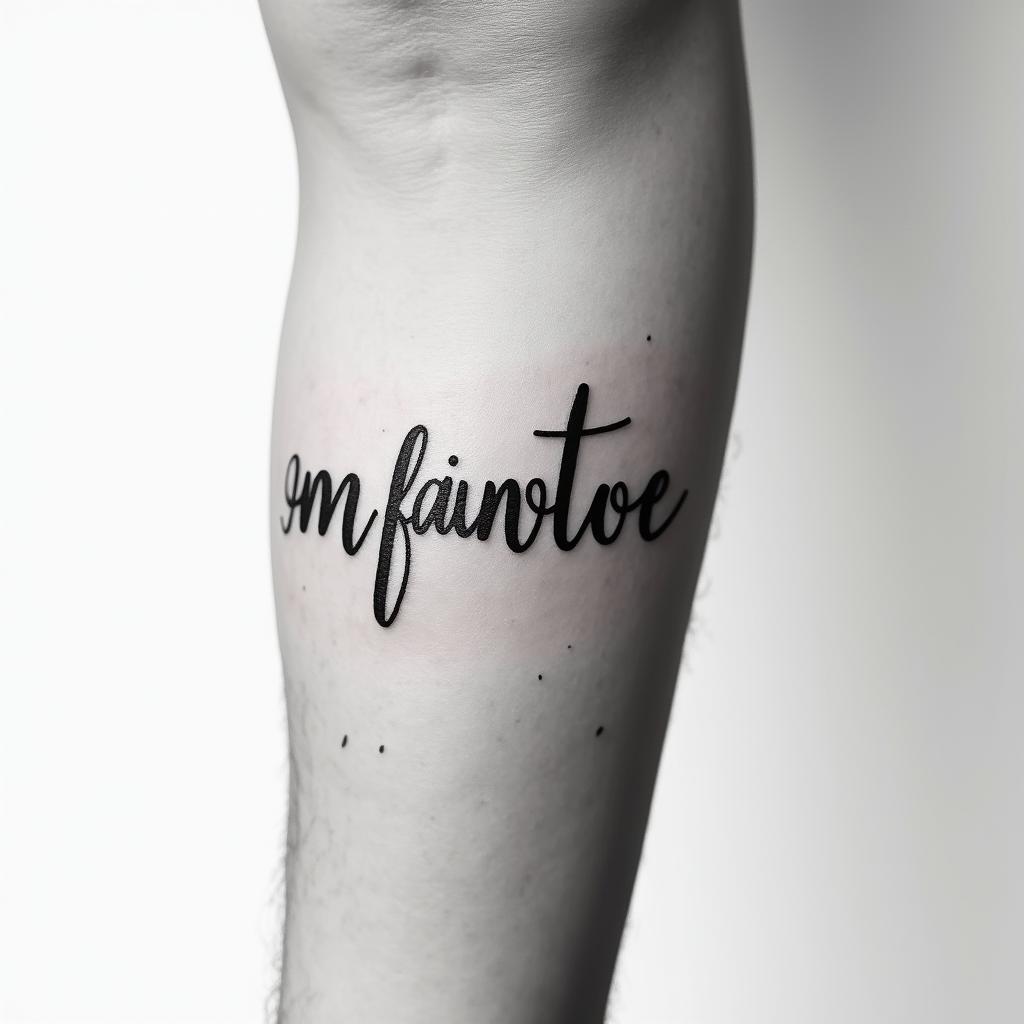 My favorite personminimalist text-based tattoo, Monospace font ultra-realistic, perfectly placed, high-quality font design, photo-realistic shading, 8k, high quality, finely detailed typograph - Variation 2