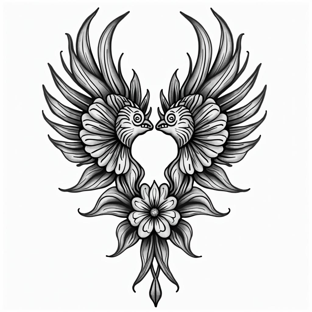 Family Love Friendsin ornamental tattoo style, featuring intricate symmetrical patterns and floral designs, showcasing highly detailed line work and geometric shapes, creating a sense of elegance and balance - Variation 3