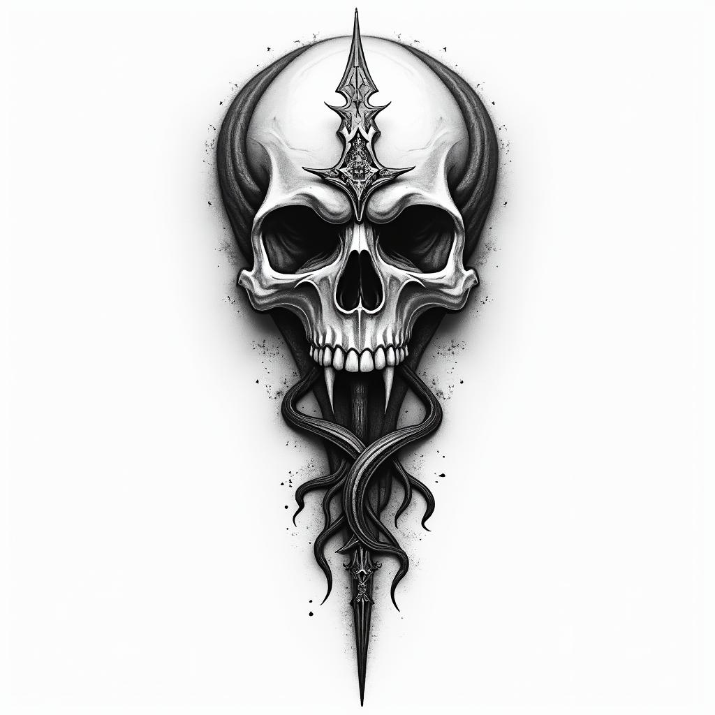 Broken tridenthigly detailed tattoo - Variation 3