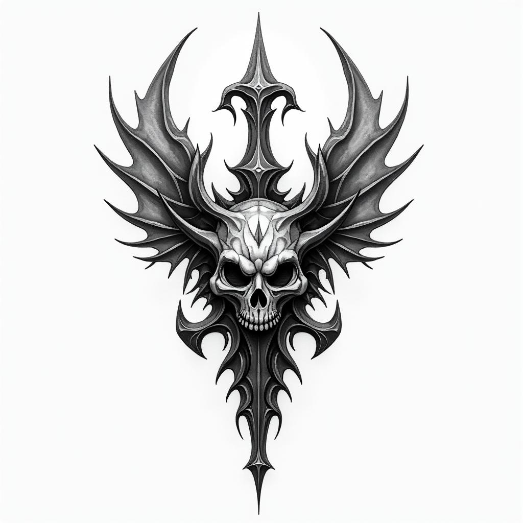 Broken tridenthigly detailed tattoo - Variation 2