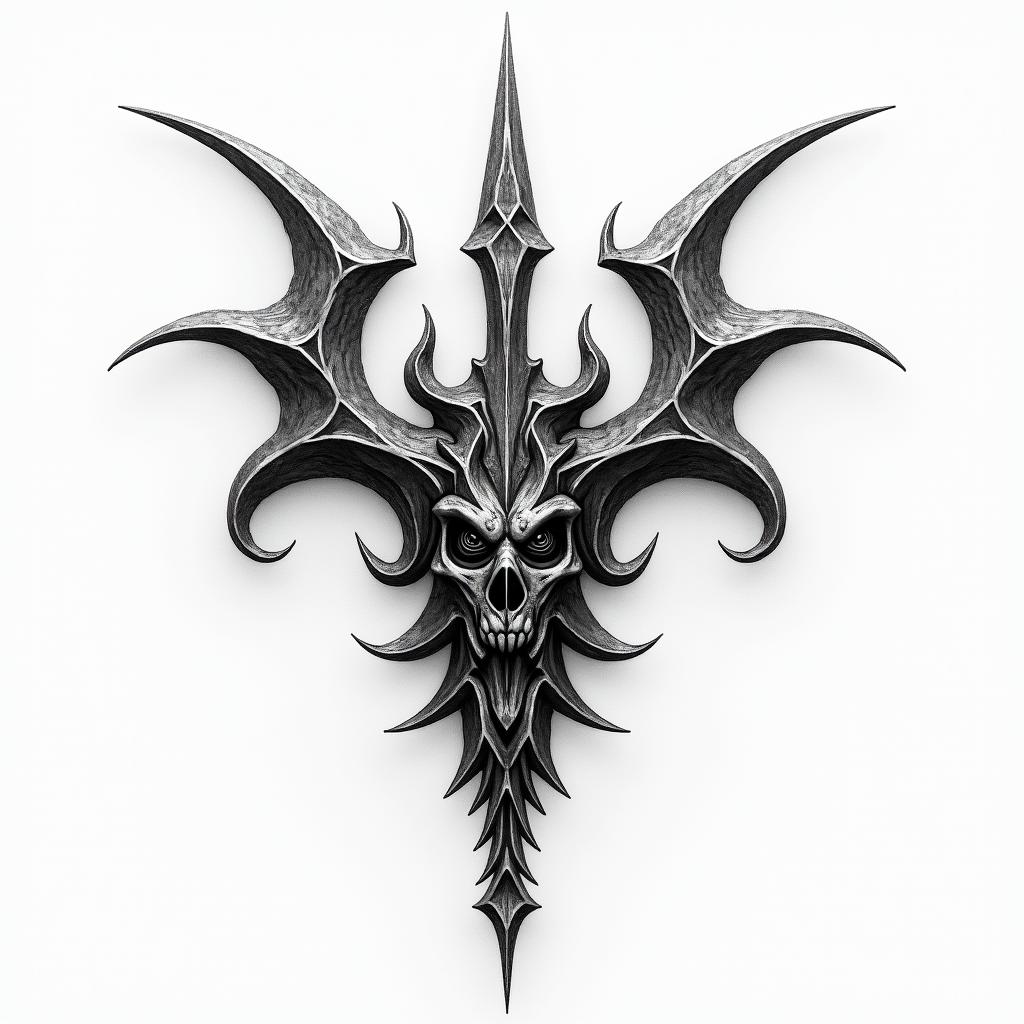 Broken tridenthigly detailed tattoo - Variation 4