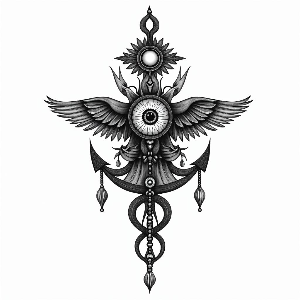 Joseline, Libra, Mexico,in spiritual symbols tattoo style, featuring an intricate design incorporating elements, Hamsa hand, third eye, minimalist composition - Variation 4