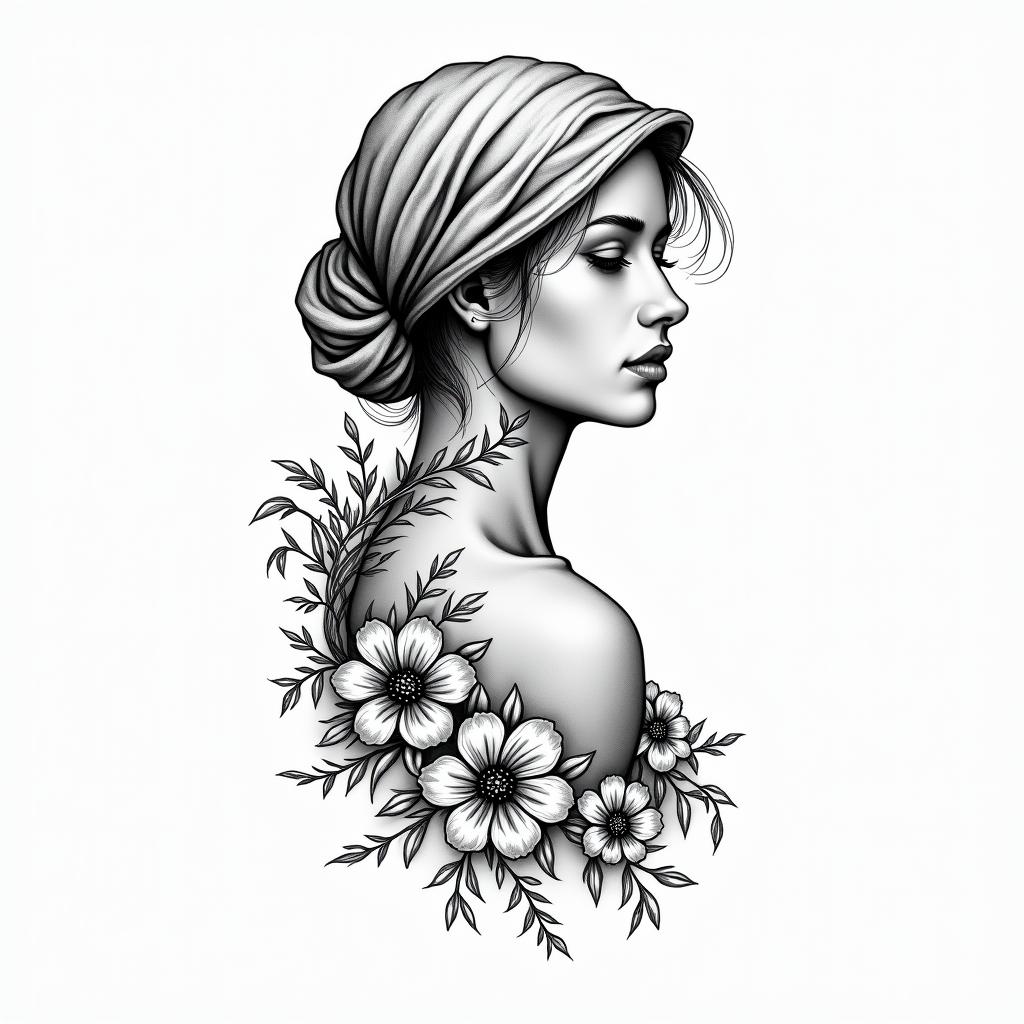 Fine line vine/ floral shoulder cap/wraphigly detailed tattoo