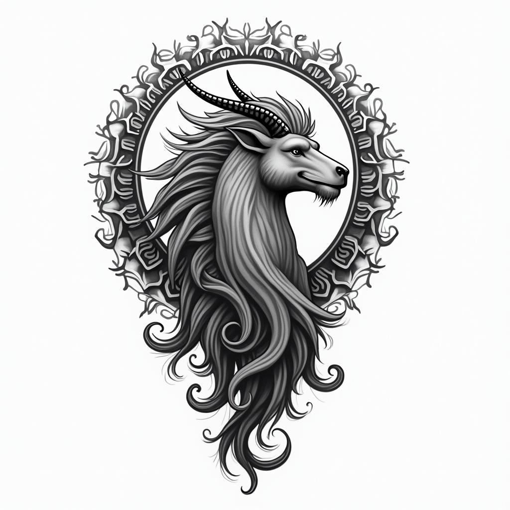 Sagittarius and cancerhigly detailed tattoo - Variation 2