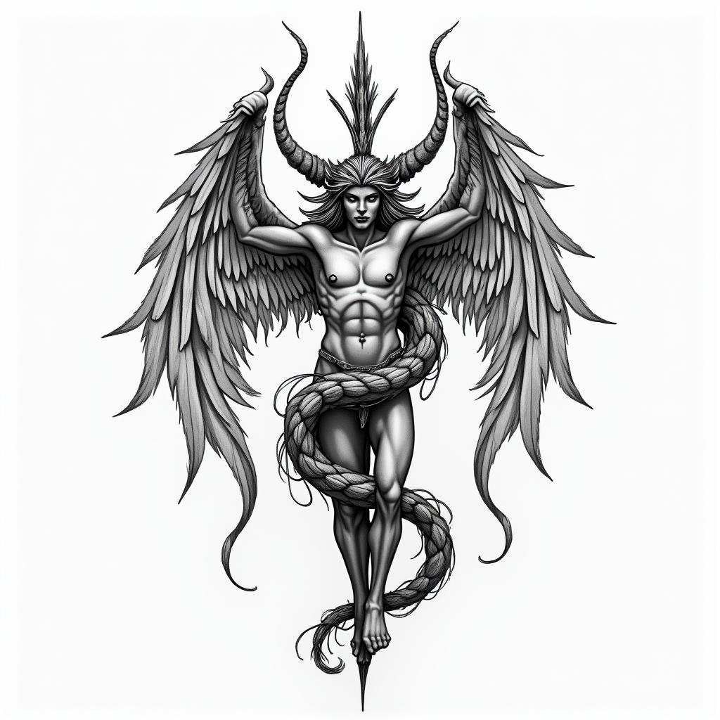 Sagittarius and cancerhigly detailed tattoo - Variation 3