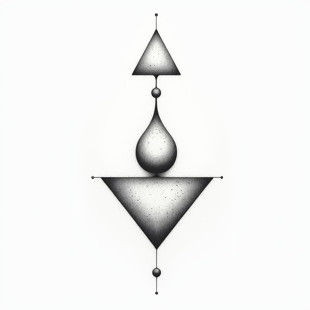 Joss, Libra universe, winter, balance, tranquility, lovein minimalist style tattoo, featuring simple shapes and fine lines, with minimal shading and details, tiny triangles, creating a sense of balance and harmony - Variation 2