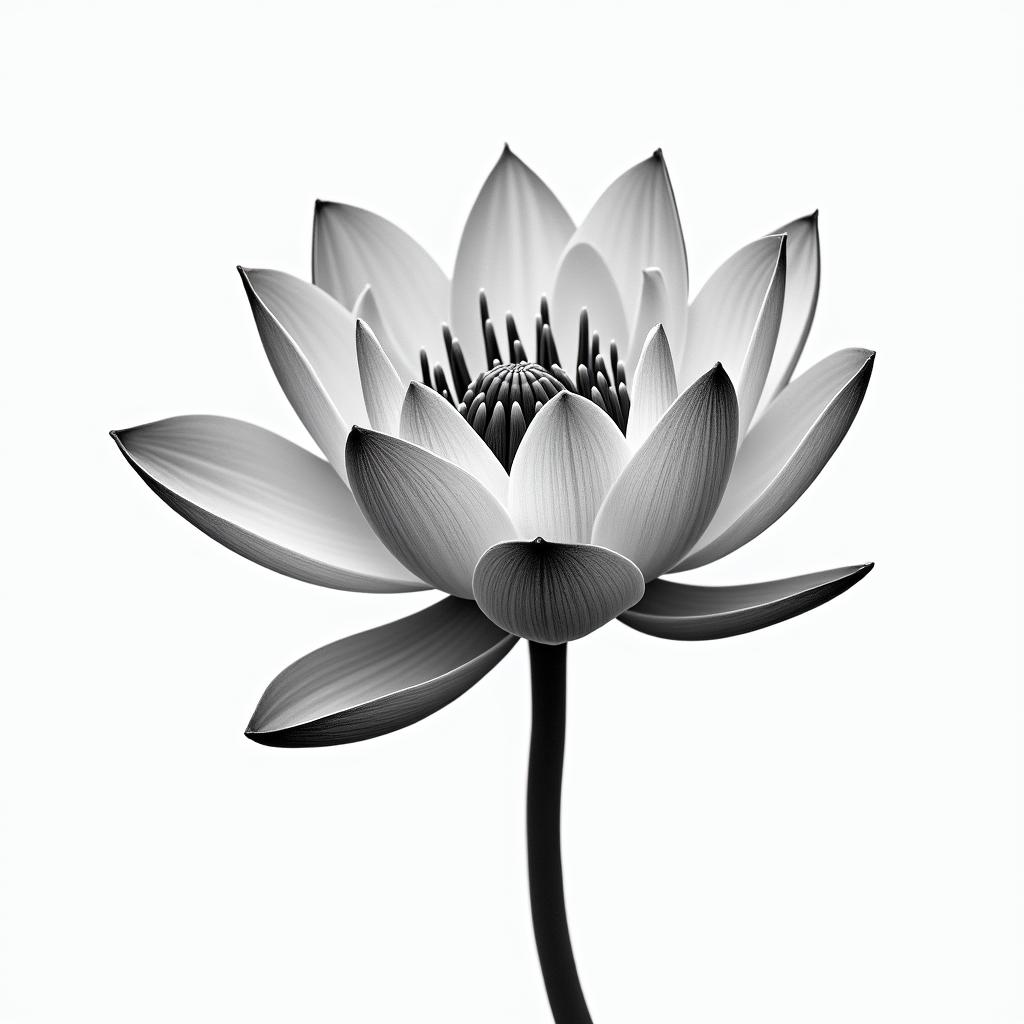 Water lilyin realism tattoo style, featuring a highly detailed, lifelike, capturing every detail, photorealistic, ultra realistic, intricate shading, smooth and sharp,  