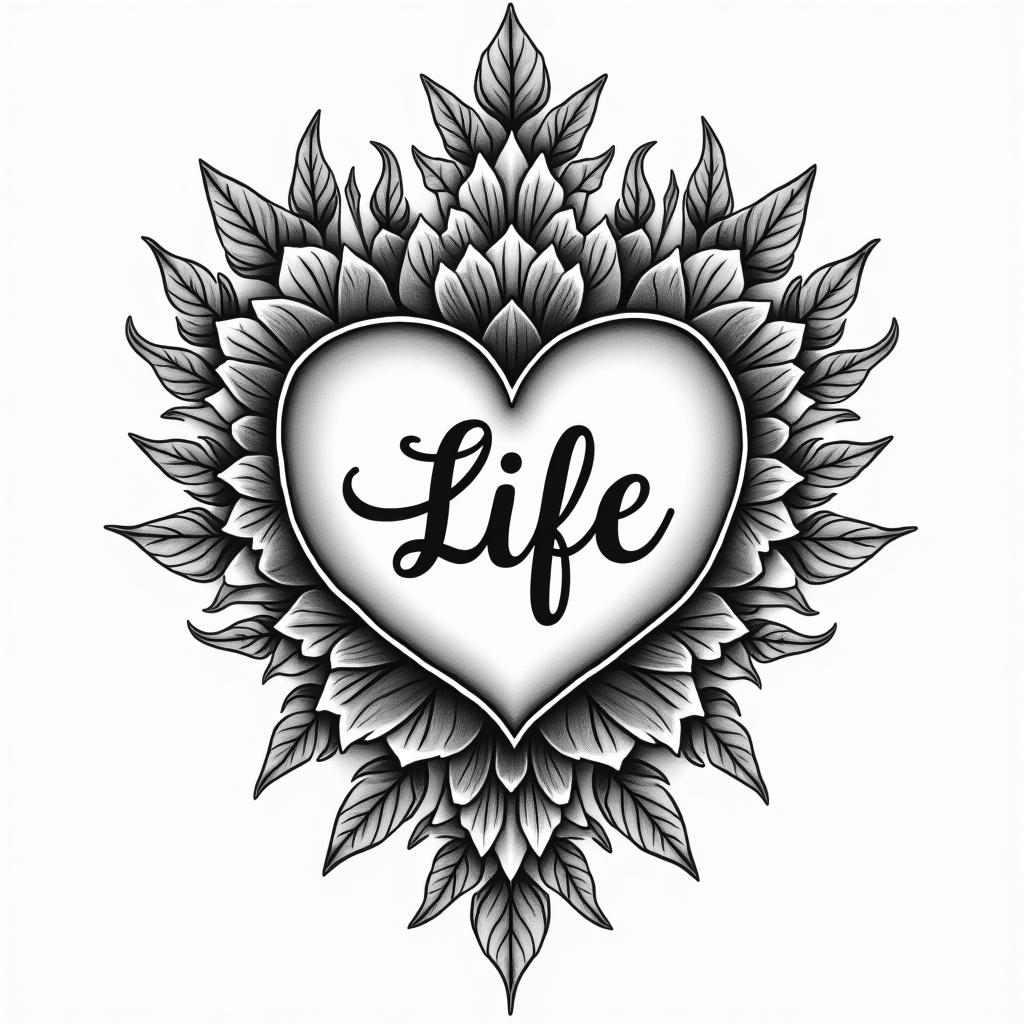 Name date gift of lifehigly detailed tattoo - Variation 7