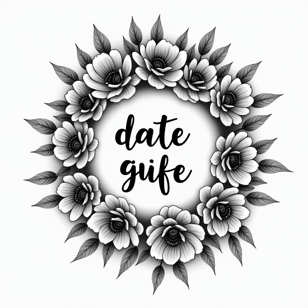 Name date gift of lifehigly detailed tattoo - Variation 8