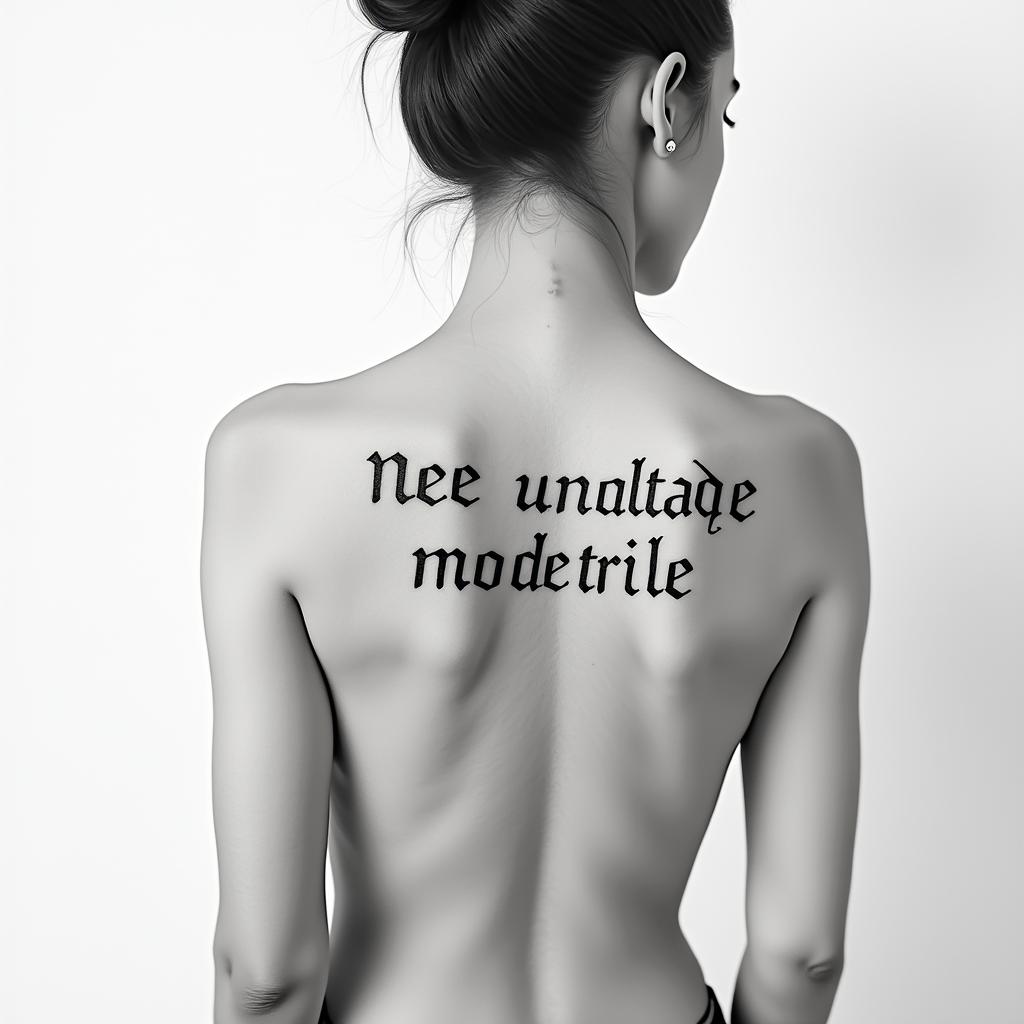 My favorite personminimalist text-based tattoo, Monospace font ultra-realistic, perfectly placed, high-quality font design, photo-realistic shading, 8k, high quality, finely detailed typograph - Variation 12