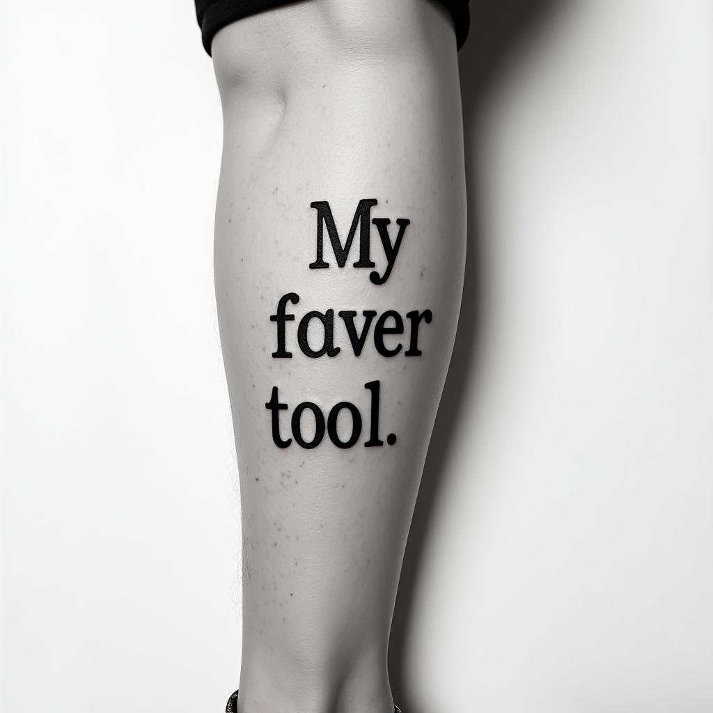 My favorite personminimalist text-based tattoo, Monospace font ultra-realistic, perfectly placed, high-quality font design, photo-realistic shading, 8k, high quality, finely detailed typograph - Variation 10