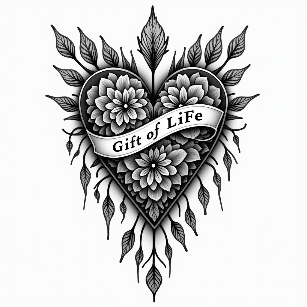 Name date gift of lifehigly detailed tattoo - Variation 4